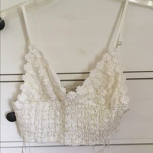 White V-neck crop top